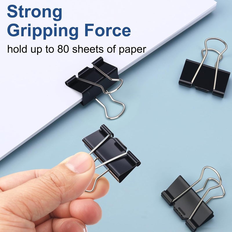 Baxrou Medium Binder Clips 1.25 Inch (48 Pack) with Container,Binder Clips Medium Size, Big Paper Clips Clamps, Clips for Paperwork, for Office and Home Supplies School, Black - Image 4